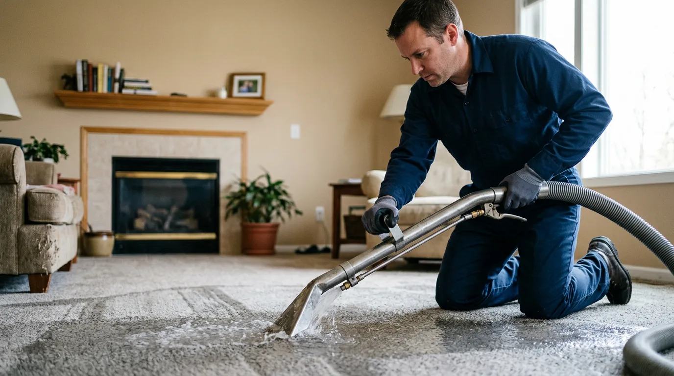 Water damage restoration technician working near Grand Saline, TX